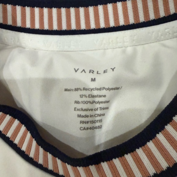 Varley White Cora Court Dress with Navy and Pink Stripes - Picture 3 of 4